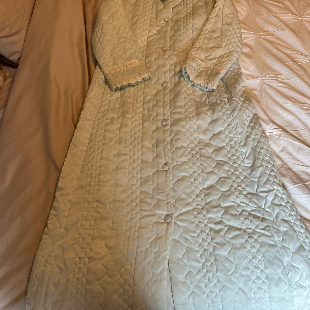 Vintage Christian Dior Quilted Robe in Soft Blue